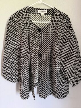 Sag Harbor Black & White Circle-Print Lightweight Suit Jacket